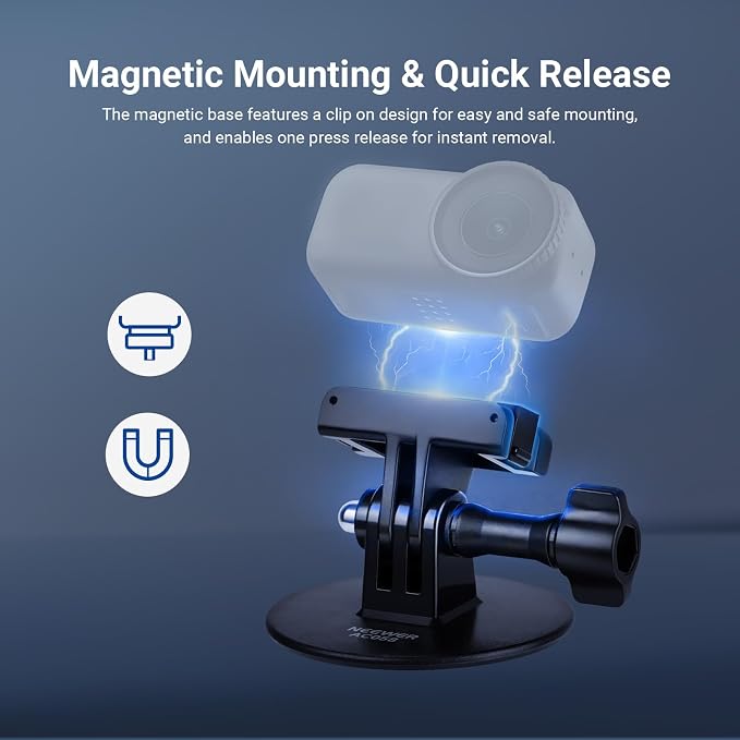 NEEWER AC058 Adhesive Base Mount Kit Compatible with DJI GoPro Cameras | For Osmo Nano/360/Action 6 5 Pro 4 3, Magnetic Quick Release Adapter Stand, Action Camera Accessories for POV Video Recording - Image 4