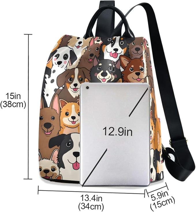 ALAZA Cute Dog Prints Puppy Animal Backpack Purse for Women Anti Theft Fashion Back Pack Shoulder Bag - Image 3