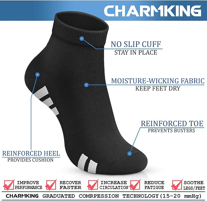 CHARMKING Compression Socks for Women & Men Circulation 15-20 mmHg is Best for Athletic Running Cycling Nurse Daily Wear - Image 3