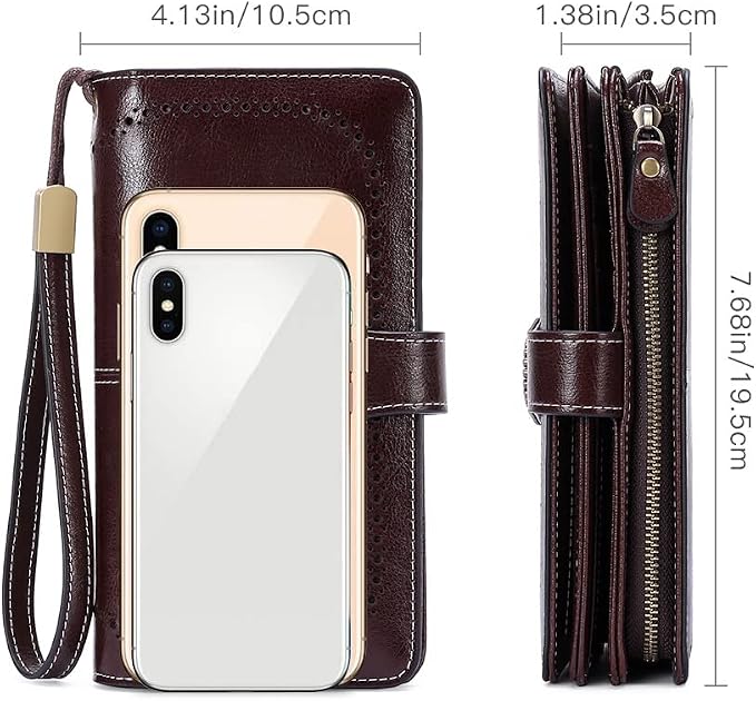 SENDEFN Wallets for Women Leather Credit Card Holder with RFID Blocking Large Capacity Wristlet | with RFID Blocking - Image 5