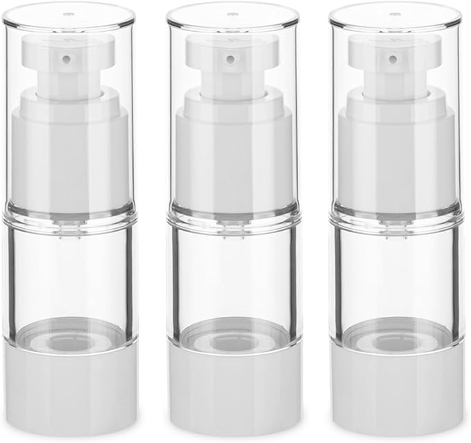 0.5OZ/15ML Clear Airless Pump Bottles, Lotion Dispenser Travel with Pump, Vacuum Plastic Travel Size Lotion Bottle for Foundation, Creams, Cosmetic(3 Pack) by Weareyourgoodpartners