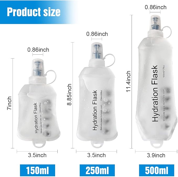 AXEN Soft Flask TPU Foldable Running Hydration Flask, Soft Collapsible Water Bottle for Hydration Pack Cycling Marathon Running Hiking - Image 2