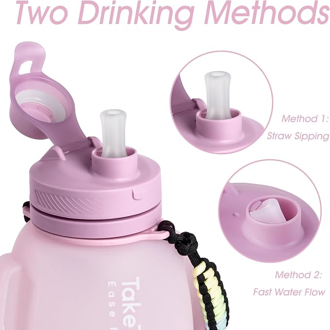TakeToday Collapsible Water Bottles for Outdoor, 40oz, Purple | Time Marker, BPA-Free Silicone, Folds for Travel, Paracord Handle for Hiking, Gym, Camping, Leakproof - Image 5