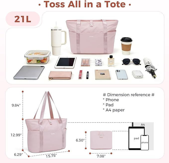 Ceneda Foldable Tote Bag for Women, Lightweight Work Bag with Dual Inner Cup Holders, Daily Handbag for Travel, Gym, Grocery | 40oz Tumbler Holder - Image 4