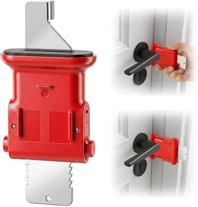 Double Gear Portable Door Lock for Travel, Hotels, & Apartments, Strong & User-Friendly, Extra Security for People Living Alone - 1 Pack by Parawo
