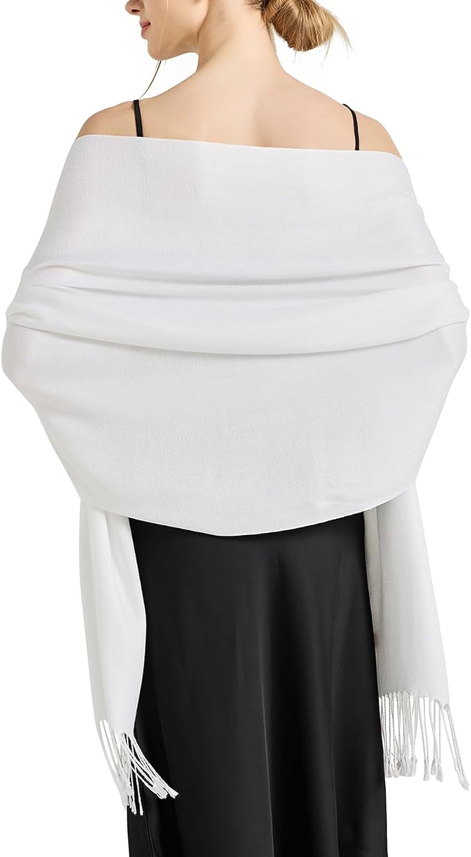 Soft Silky Pashmina Shawl Wraps Solid Colors Scarf for Wedding Evening Dresses by Ronfoxi