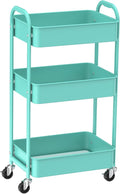 MAX Houser 3-Tier Rolling Utility Cart with Caster Wheels,Easy Assembly, for Kitchen, Bathroom (Turquoise) | Easy Assembly, multi-purpose storage trolley for kitchen, rolling cart with smooth caster wheels for bathroom by MAXHouser