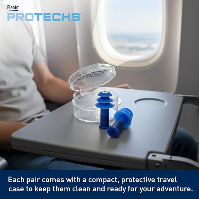 Flents PressureEase Earplugs for Flying, NRR 26, 1 Pair + Case, Blue | Airplane Pressure Ear Plugs for Ear Pain Relief, Soft Comfort Flange, Travel Essential for Takeoff & Landing - Image 7