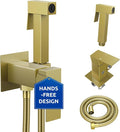 Arofa Built-in Hot and Cold Bidet Sprayer, Hands-Free Control, Brushed Gold | Wall-Mounted Design, Dual Control Modes, Leak-Free Hose, Feminine/Baby/Pet Wash, Cloth Clean & Rinse, Stainless Steel, Square by AROFA