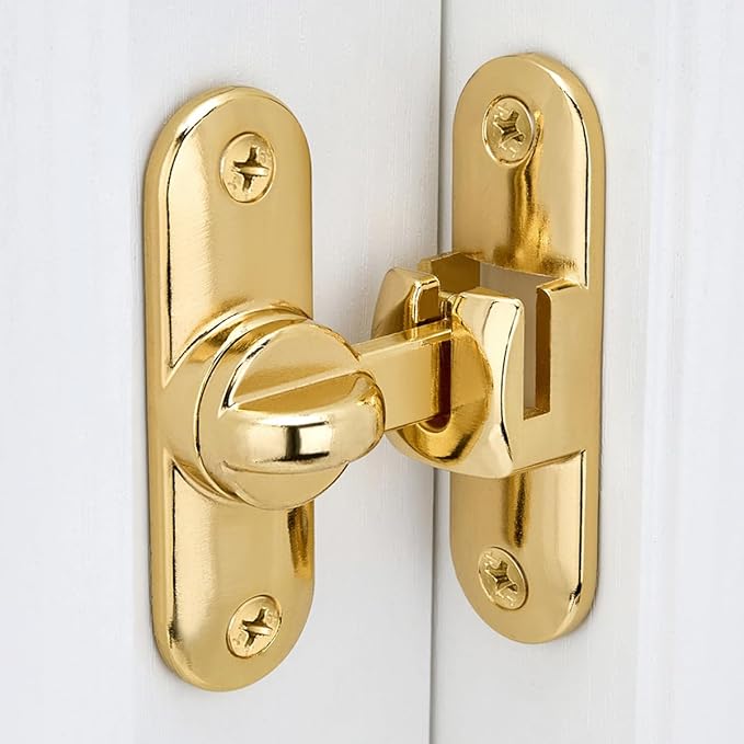 4 Packs Gold 90/180 Degree Barn Door Latches,Flip Gate Lock | Zinc Alloy Flip Gate Latches,Right Angle Door Lock,for bedroom,garage,sliding door,window,cabinet,drawer,pet enclosures - Image 3