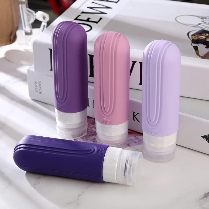 Mrsdry Travel Bottles for Toiletries, Tsa Approved 3oz Travel Size Containers BPA Free Leak Proof Refillable Liquid Silicone Squeezable Travel Accessories for Shampoo Conditioner Lotion (4 Pack) - Image 8