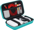 BOVKE PU Hard Travel Case for MacBook Air Pro Power Adapter Apple MagSafe 2 USB-C Charger, Extra Room for USB C Hub, Type C Hub, USB C Hub Multiport Adapter, Magic Mouse, Charging Cable, Turquoise by BOVKE