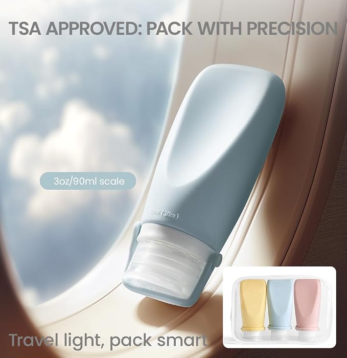 Silicone Travel Bottles for Toiletries, TSA Approved Size 3oz | Ultrasonic, Leak-Proof, Squeezable, Refillable, Sets with Labels, For toiletries, Silicone - Image 6