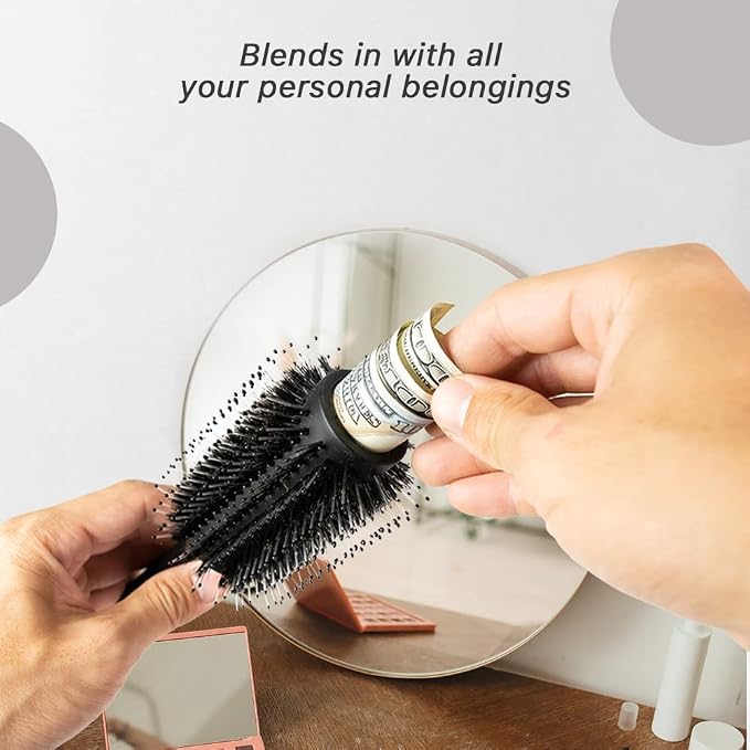 2PK Diversion Round Hair Brush with Secret Hidden Compartment, Safe Stash Box Container for Money, Jewelry, House Keys, Valuables, for Travel or Home Use - Image 7