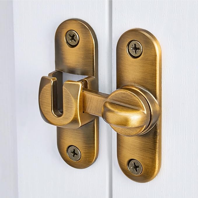 Brass 90/180 Degree Sliding Door Latches,Zinc Alloy Flip Latch | Barn Door Latch,Cabinet Lock,Right Angle Door Lock,for bedroom,cabinet,drawer,Gardens,Wine Cabinet,garage,window,Pet Cage - Image 4