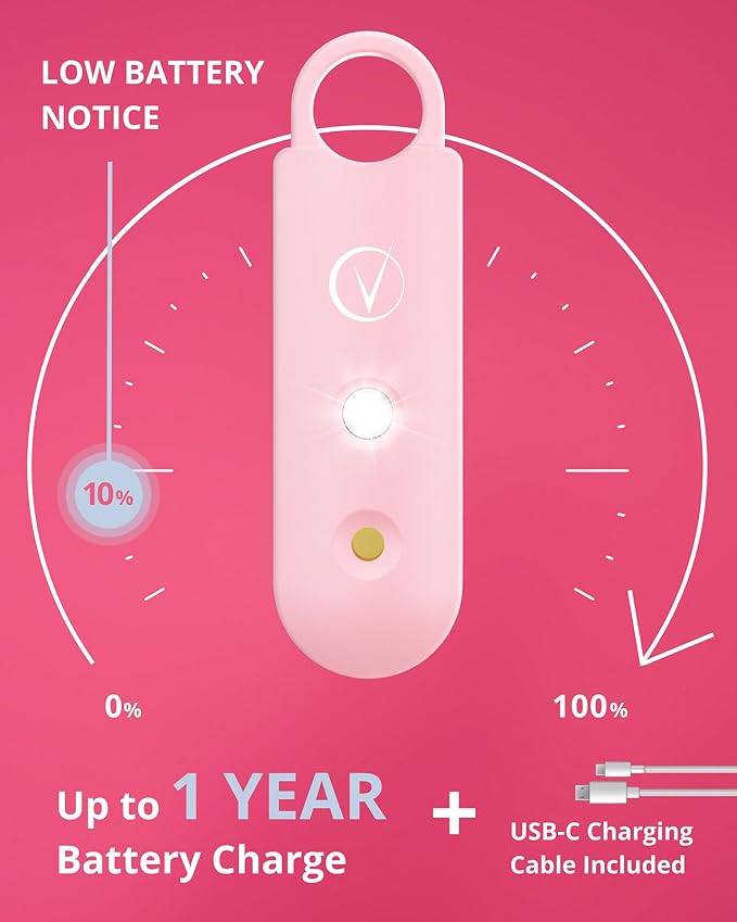 Vantamo Personal Alarm for Self Defense with Low Battery Notice, Strobe Light & Extra Loud 130 dB Double Speakers Safety Keychain Set for Women, Rechargeable Panic Button for Womens Self Defense - Image 4