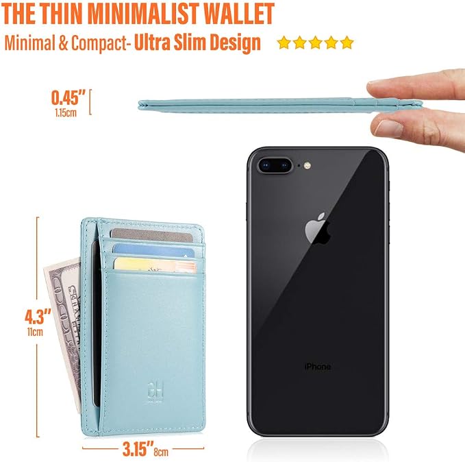 GH GOLD HORSE Slim RFID Blocking Card Holder Minimalist Leather Front Pocket Wallet for Women | Slim - Image 4