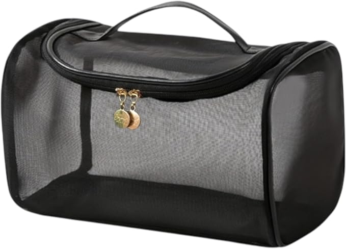Transparent Nylon Mesh Cosmetic Bag Pouch, Travel Bag for Toiletries – Soft, Durable & Portable Makeup Organizer, Business & Everyday Use, Makeup Bag, for Women and Men, Large Capacity by BeyondShadowBrand