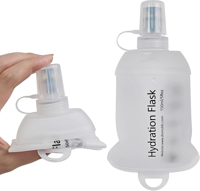 150ML Soft Flask, TPU Collapsible Soft Water Bottle for Hydration Pack, Running Vest, Leak-Proof Folding Water Bottle for Hiking Cycling Climbing Jogging- 1Pcs, Wihte by Unknown