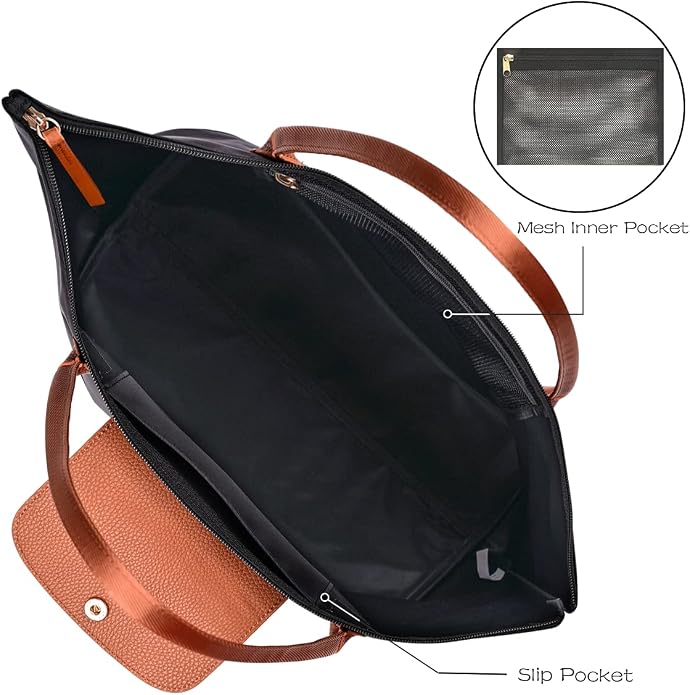 GM LIKKIE Shoulder Tote Bag for Women, Nylon Top-Handle Purse, Foldable Weekend Hobo Handbag (Black2) | GM LIKKIE Large Capacity Waterproof Foldable Top-handle Everyday Purse, Lightweight Weekend Hobo Handbag - Image 5