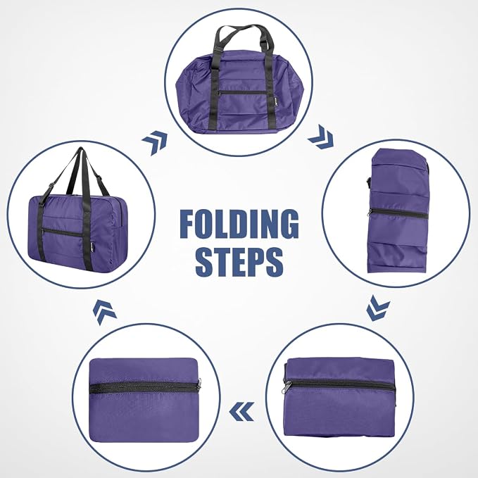 Duffle Bag for Travel Foldable Personal Item Travel Bag, 23L, Purple | Carry On Duffel Bag Women Men Frontier Airlines Personal Item Bag Hospital Weekend Overnight Trips - Image 6