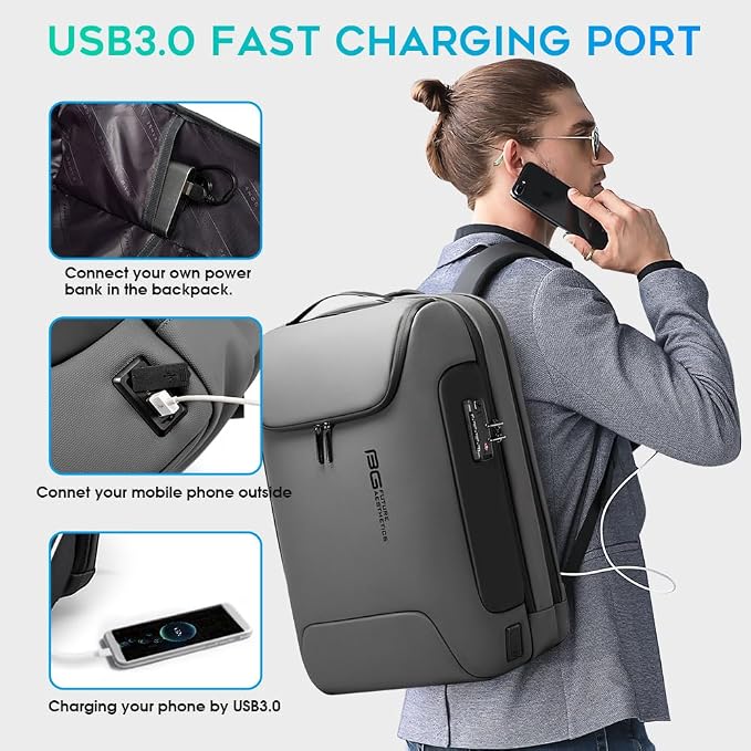 BANGE Anti Theft Backpack With TSA Lock,Waterproof Backpacks With YKK Zipper, High Tech Business Backpack For Men And Women, Laptop Backpack Fits For 17.3 Inch Notebook… - Image 6
