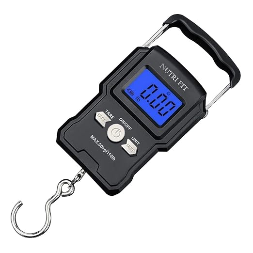 Luggage Scale Digital Suitcase Weighing Fish Portable for Travel | 2-Stage Precision, Max 110lb, Smart Tare, Backlit LCD, Lock Data, Handheld, Weight Suitcase with Hook, Travel, Fishing, Gifts by NUTRIFIT