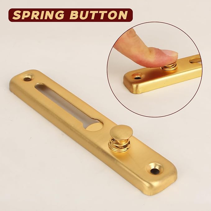 KAFENDA Security Door Chain Lock Sturdy Door Lock Latch for Inside Door Stainless Steel Hotel Door Lock with Spring Button Door Locks for Kids Safety (Gold) - Image 4