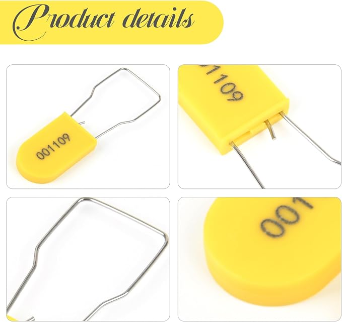 100pcs Security Metal Wire Padlocks, Plastic Security Seals Disposable Anti-Tamper Tag Locks with Numbered Anti Tamper Tag Hasps (Yellow, 100pcs) - Image 8