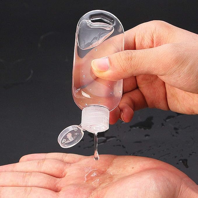 HATTIE 50Pack Travel Plastic Clear Keychain Bottles 50ml/2oz Portable Leakproof Squeeze Small Bottles With Flip Cap Refillable Empty Containers for Lotion Soap Toiletry - Image 5