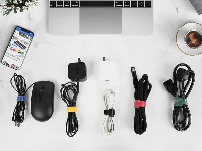 MVYC 150PCS 8 Inch Reusable Cable Ties Wire Ties Cord Organizer Cable Organizer Adjustable Cable Management Black - Image 7