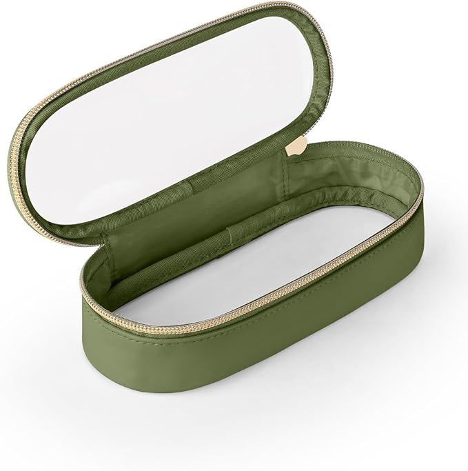 Soimeat Clear Travel Makeup Brush Holder, Leather Makeup Brush Toiletry Bag, Portable Cosmetic Brush Case, Transparent Waterproof Makeup Brush Storage Bag, Green by Soimeat