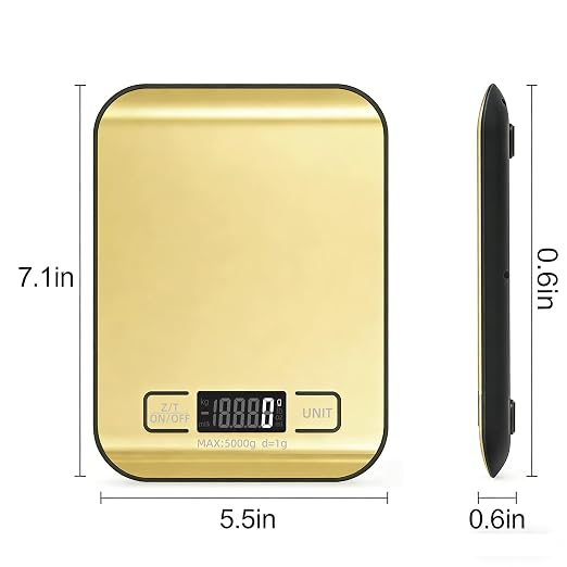 Digital Shipping Scale,Stainless Steel Panel, Accurate Portable Postal Scale for Packages, Small Business,Kitchen, Food, Handmade, Liquids, and Boutique (Mirror Gold Battery(5kg/1g)) - Image 3