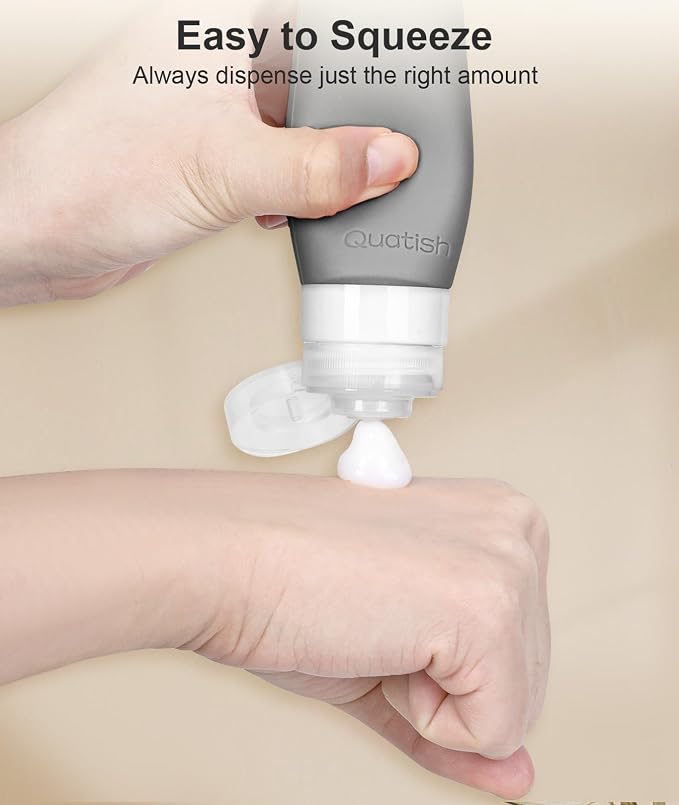 Quatish Travel Bottle for Toiletries 6 Pack, Original Patented Leakproof 3oz Tsa Approved Travel Size Container, BPA Free Silicone Shampoo and Conditioner Bottle, Cruise Camping Essentials, Dustypink - Image 3