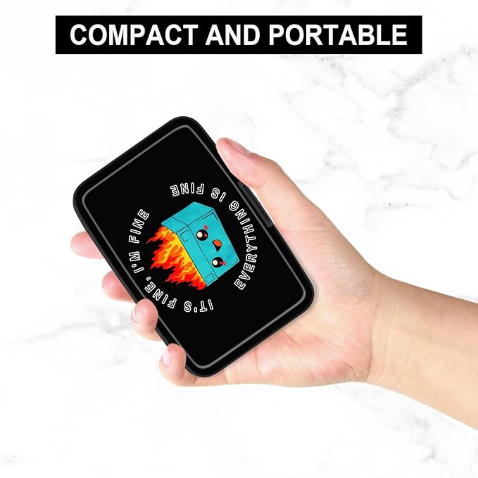 Card Holder Credit Cards Holder for Women RFID wallet women Business Card Holder Wallet Mini Aluminum Card Wallet RFID Blocking Slim Metal Hard Card for Women, Cartoon Dustbin - Image 5