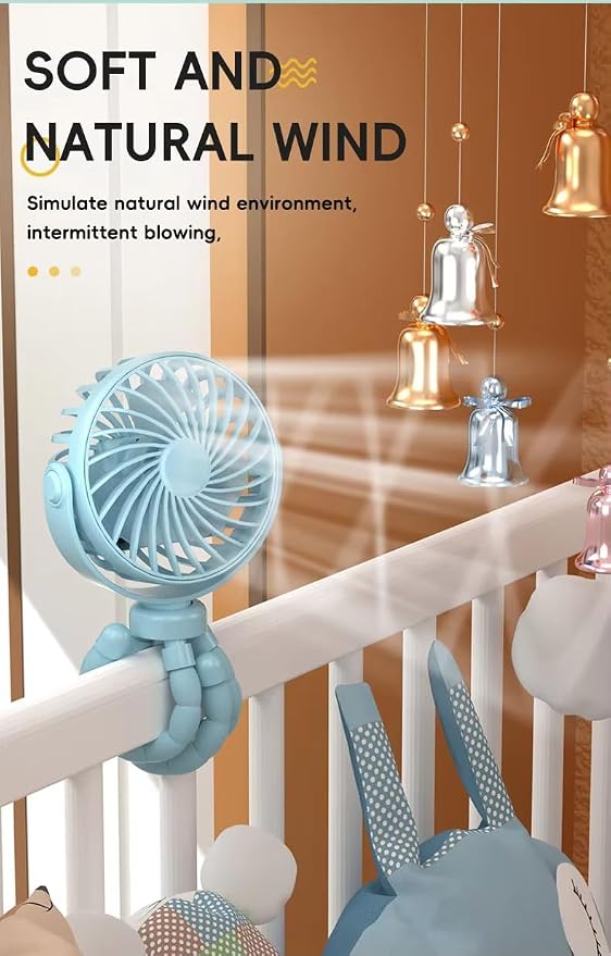 SNUGGY BABY BLACK Portable Oscillating Travel Fan – Rechargeable, Battery-Powered & USB Cooling Device for Strollers, Handheld Use, and On-the-Go Comfort - Image 2