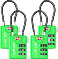 SURE LOCK TSA Approved Luggage Locks with Open Alert Indicator, 3 Digit Combination Cable Travel Lock for Suitcase, Backpack, Gym Locker, Toolbox & Travel Bag（Green 4 Pack） by Hopeyoucanstaysafe