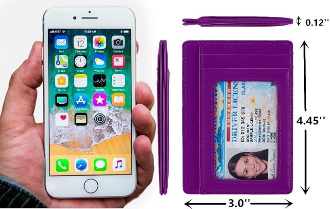 KALMORE Genuine Leather Front Pocket Slim Wallet Credit Card Holder with ID Window - Image 5