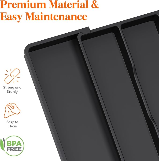 Lifewit Utensil Organizer for Kitchen Drawers, Expandable Utensil Tray | Adjustable Cooking Cutlery Silverware Flatware Holder, Plastic Spatula Tools Storage Divider, 16- 28 x 18.5", Black - Image 7