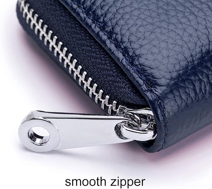 RFID Credit Card Holder Genuine Leather Credit Card Wallet with Zipper | RFID - Image 7
