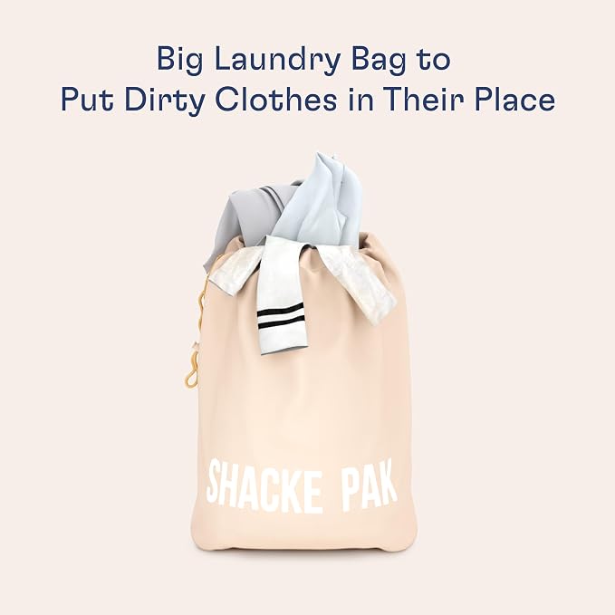 Shacke 5 Set Packing Cubes for Travel with Laundry Bag (Cream) | Suitcase Organizer Bags Set: 4 Water-Resistant Luggage Cubes, XL to Small, + Laundry Bag for Carry-On or Checked - Image 6