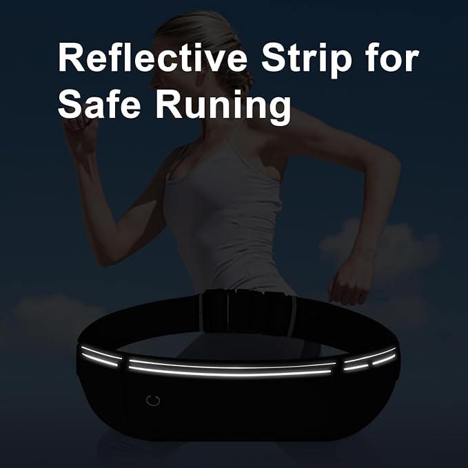 Slim Running Belt for Women Men,Runners Fanny Pack Phone Holder,Money Belt,Running Gear Accessories,with 3 Pockets(Black) - Image 5