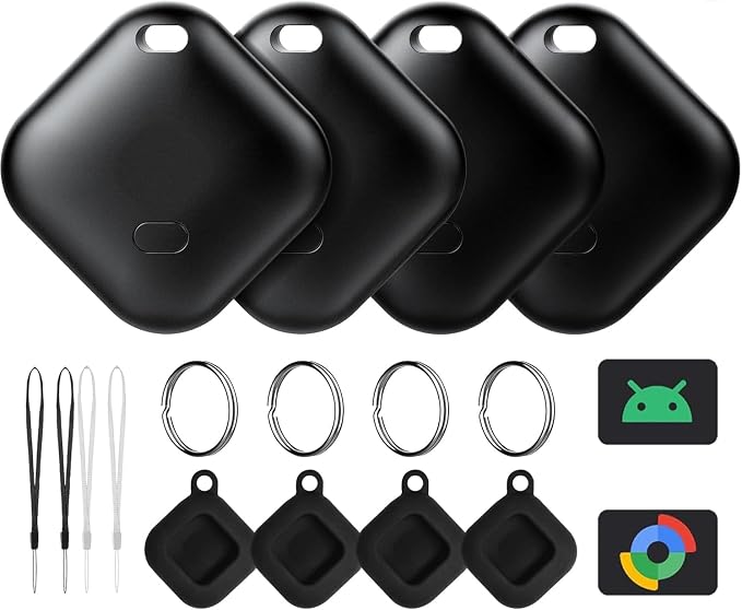 Tracker Tag for Android, Luggage Tracker with Case, Works via Google Find Hub App, Bluetooth Tracker Item Finder for Key, Backpack, Travel and Commute (black4) by XSUTIC