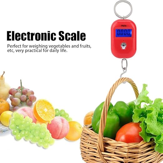 Mini Electronic Scale, Fish Weighing Scales Red Portable 25Kg/5G Hanging Scale Digital Pocket Key Chain Weight Hook Kitchen Food Weight Gauge Measuring Tools with Backlight for Home Farm Market - Image 2