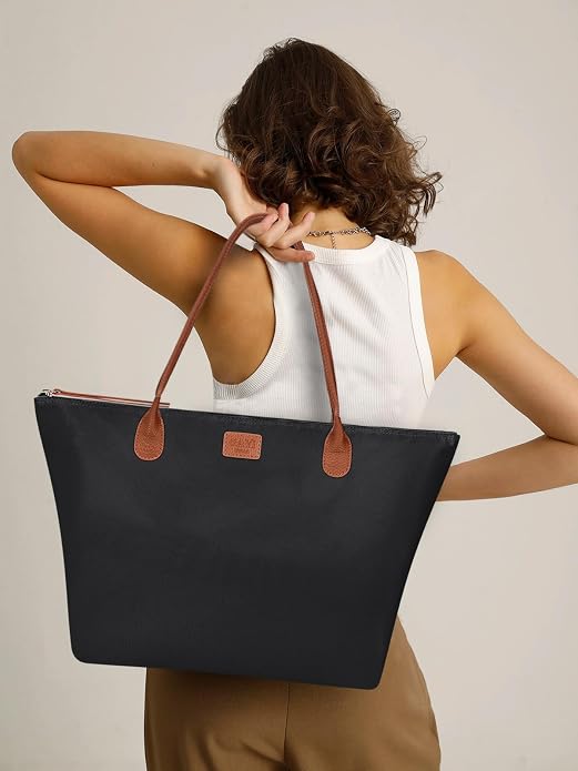 GAYI URBAN Nylon Tote Bag for Women, Large Foldable Weekend Hobo Purses for Women, Shoulder Tote Handbags with Zipper | Nylon - Image 2