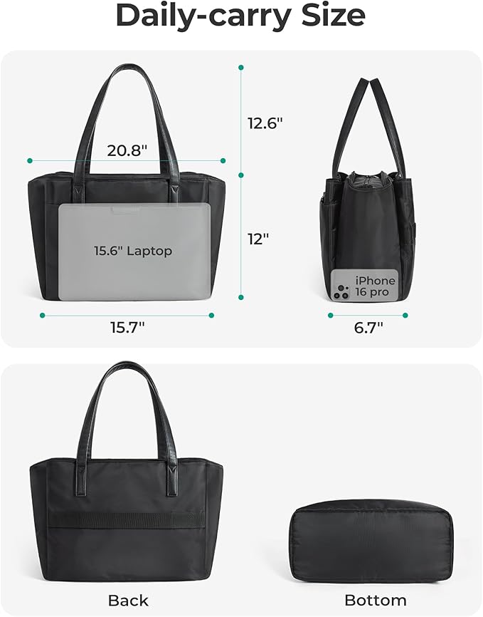 BAGSMART Tote Bag for Women with Compartments, Work Tote Bag with Zipper Women Purse Crossbody Shoulder Handbag with Strap - Image 5