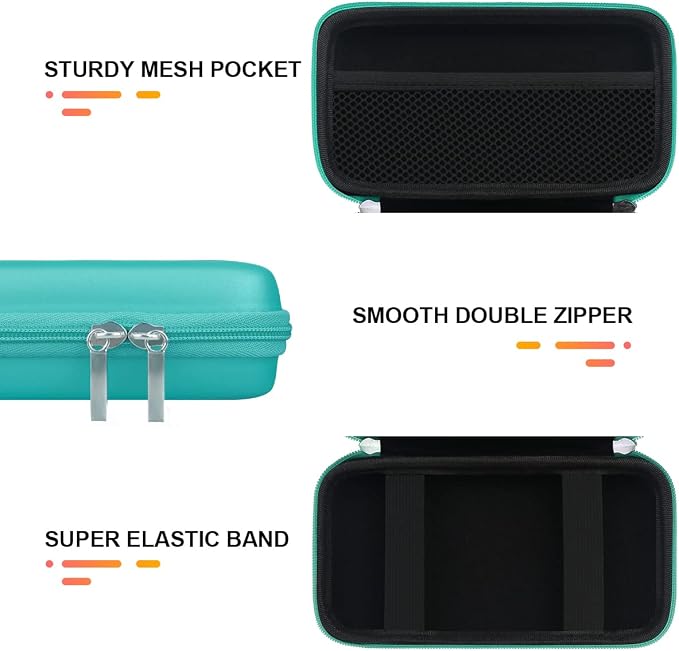 BOVKE PU Hard Travel Case for MacBook Air Pro Power Adapter Apple MagSafe 2 USB-C Charger, Extra Room for USB C Hub, Type C Hub, USB C Hub Multiport Adapter, Magic Mouse, Charging Cable, Turquoise - Image 3