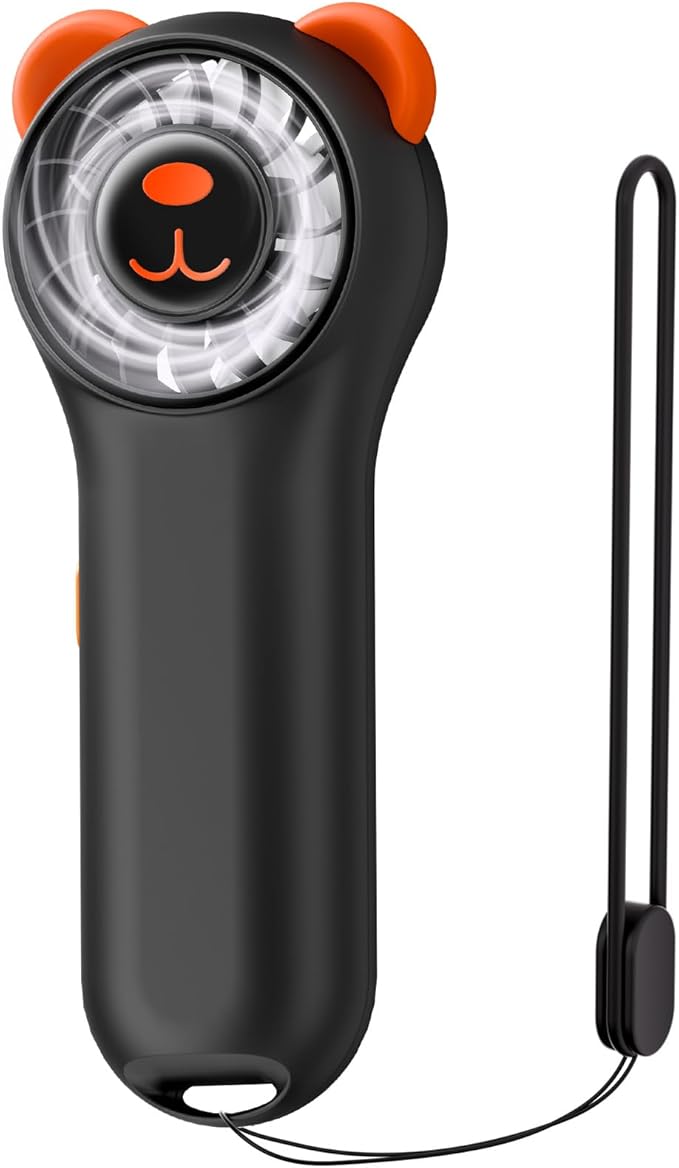 Portable Handheld Fan, Cute Bear Mini Fan with 11000 RPM High Speed, Rechargeable Personal Fan with 4 Speeds, Pocket Small Fan for Travel, Makeup, Lash, Gifts for Women Girl - Black by Gentsvip