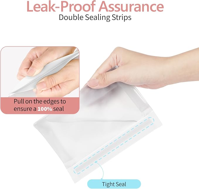 Clear Makeup Bag - TSA Approved Toiletry Bag, 1L+1M+1S, White | Food-Grade PEVA, Leakproof & Sealed, Reusable, Flat Bottom, Small & Medium Quart Carry-On, Large Checked-Luggage for Travel - Image 2