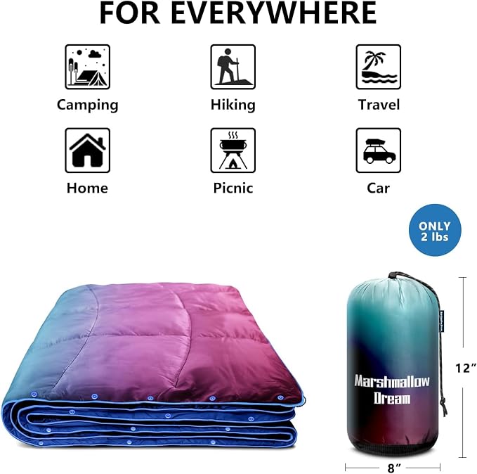 Camping Blanket, Puffy Blanket Lightweight Windproof Water Resistant for Outdoors,Hiking, Backpacking,Beach,Car,Picnic,Stadium - Image 5